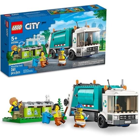 City Recycling Truck, Toy Vehicle Set with 3 Sorting Bins, Gift Idea for Kids - Picture 7 of 7
